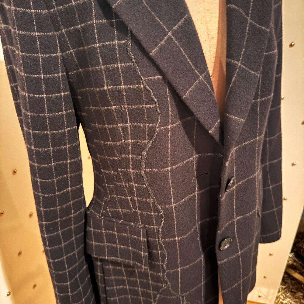 AKRIS Black Wool Checkered Blazer and matching straight leg pant